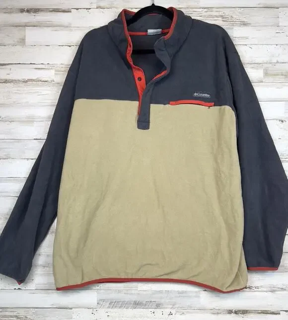 Columbia Sweater Mens XXL Colorblock Snap Fleece Pullover 90s Vtg Gorpcore