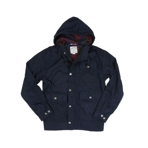 Iron & Resin Vanguard Jacket Men's XL Navy Hooded Snap Button Flannel-Lined $264
