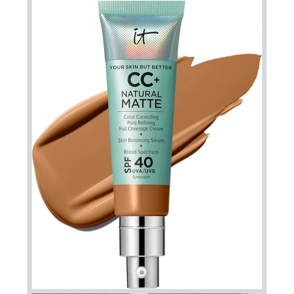 IT Cosmetics CC+Poreless Finish‎ Cream Oil Free Matte w/SPF 40– RICH HONEY NIB