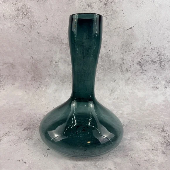 Vintage Blenko 5712 Charcoal Glass Vase Bottle Wayne Husted Mid Century 10