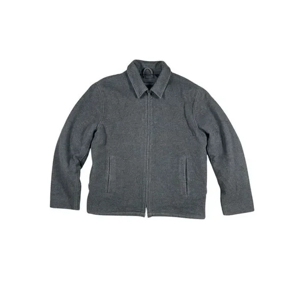 vintage y2k banana republic virgin wool cashmere gray zip up collar jacket men L