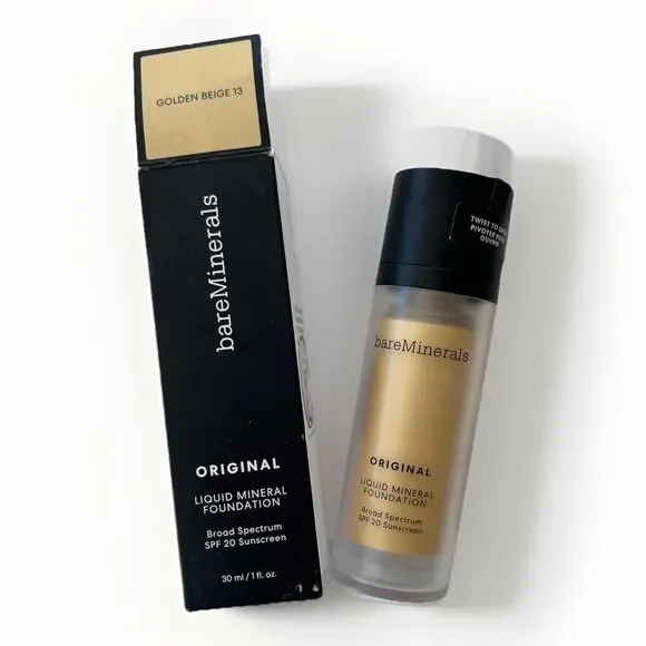 BareMinerals Original Liquid Foundation (Golden Beige 13) 1 oz/30 mL NEW in Box