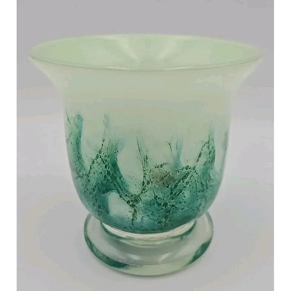 AMICI Vase Blue with Sea Foam Bubbles‎ Hand Blown Art Glass Vase Italy