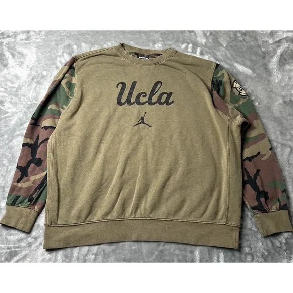 Jordan UCLA Sweater Men Size XXL Long Sleeve Sweatshirt Jumpman Green Camo