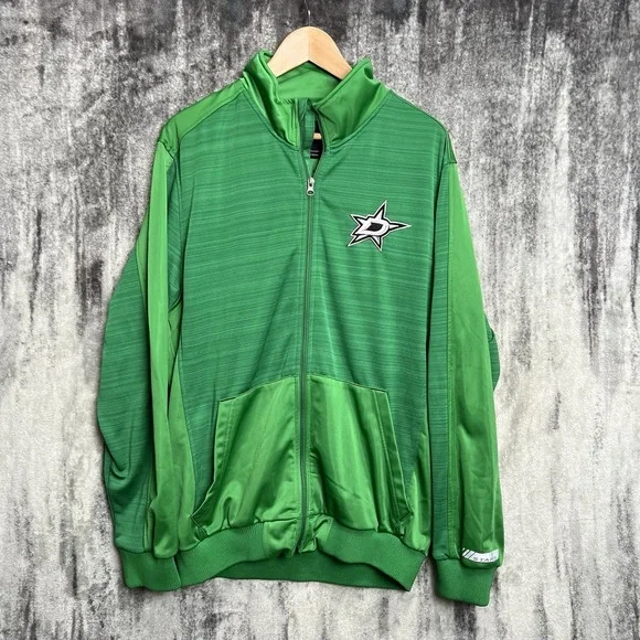Dallas Stars NHL Large Green Hockey Track Jacket GIII Carl Banks Embroidered