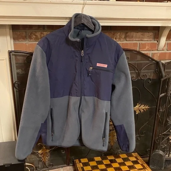 VINEYARD VINES Martha's FULL ZIP FLEECE JACKET Windbreaker Mens Navy Blue