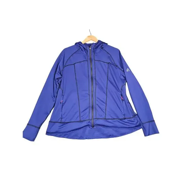 Eddie Bauer Jacket Mens 2XL Blue First Ascent Hooded Fleece Full Zip Performance