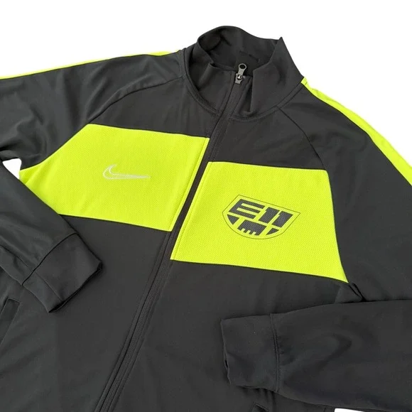 Nike Dri-FIT Full Zip Track Jacket‎ Black Yellow Mens Large Soccer Warm-Up