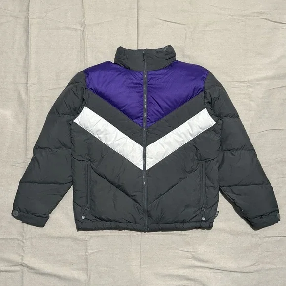 Vintage‎ Stussy Down Puffer Jacket Gray Purple Men's Large