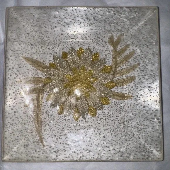 Vintage Lucite Plastic Square Plate with flowers Chatterbox Originals Rare