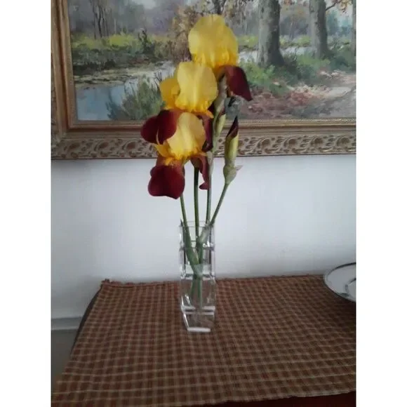 Heavy lead Crystal Bud Vase blocky Rectangular Shape glass flower vase block