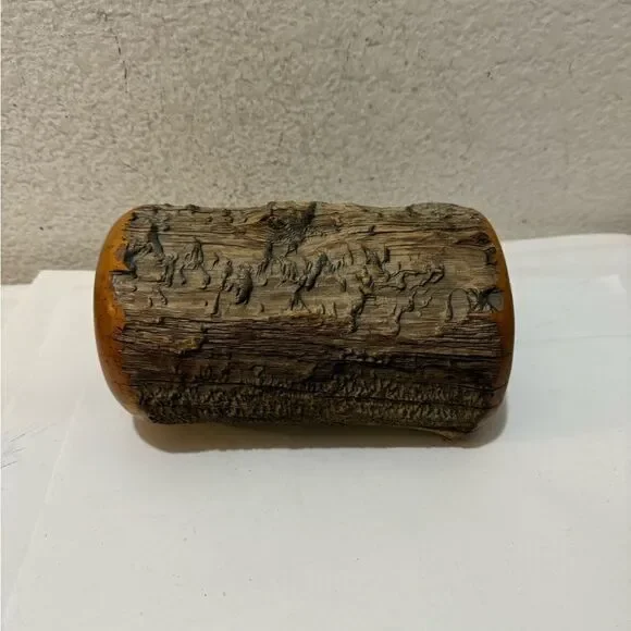 Wood Log Jewelry Storage Trinket Box Chest Rustic Hand Crafted