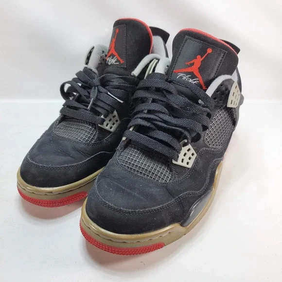 Jordan Air Jordan 4 Retro Mens 9 Black Bred 2012 308497-089 Basketball Shoes
