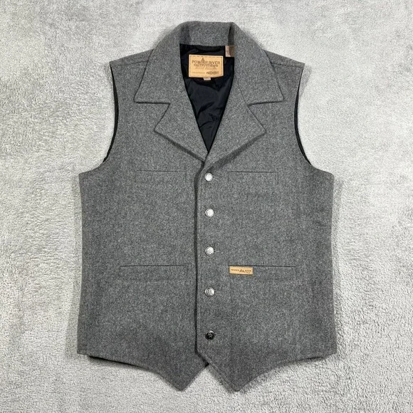 Powder River Outfitters Vest Mens Small Gray Wool Panhandle Cowboy Western Ranch