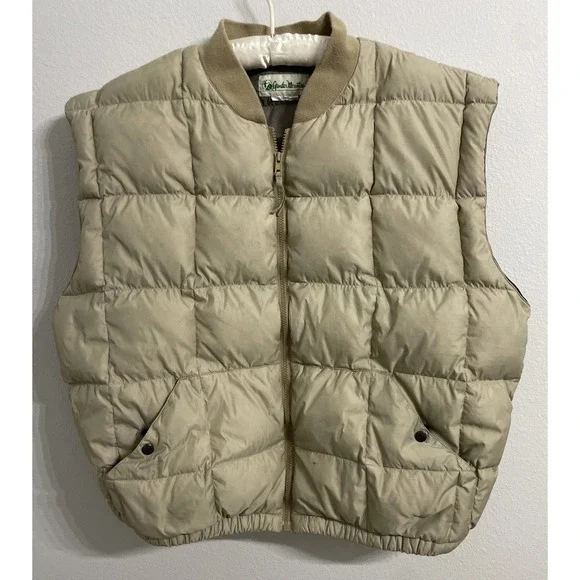 Vintage Gander Mountain Goose Down Beige Puffer Vest Mens XXL‎ Hunting Vtg