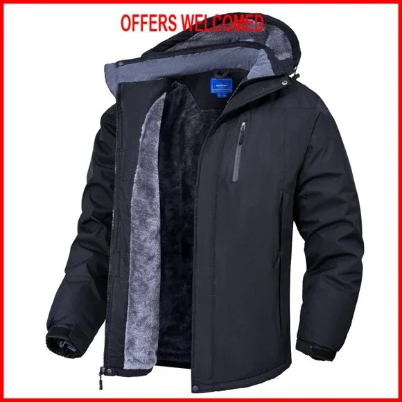 Men's Winter Ski Snow Jacket Waterproof Windproof Polyester Fleece Lined