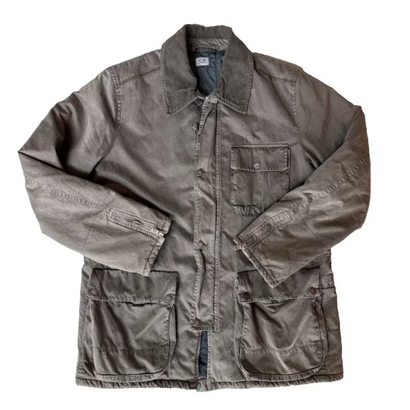 C.P. Company Men's 52 L Field Jacket Brown Italy Quilted Lined Utility Chore