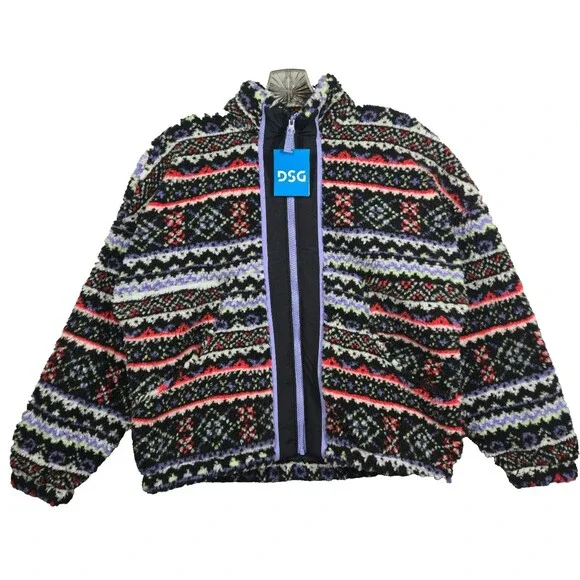 DSG Girls' Cozy Fleece multicolor Full Zip Jacket NWT LARGE 14