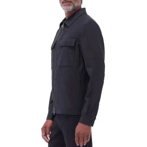 BUGATCHI Men's Black Full Zip Shirt Jacket Utility Style Two Pocket Size‎ M
