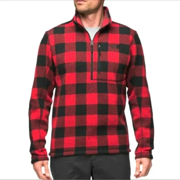 The North Face Men’s Novelty Gordon Lyons ¼ Zip Fleece Shirt Size L Red Black