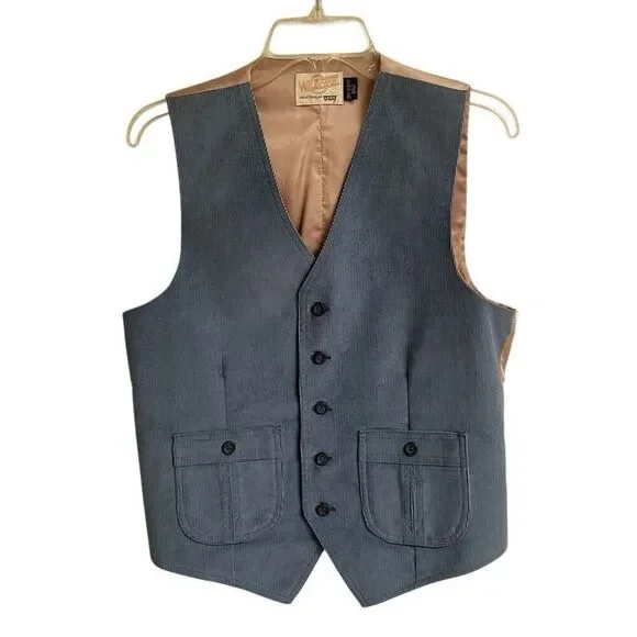 Vintage 70s Levis Vest Mens‎ S Wildfire Western Rockabilly Lt. Blue Corduroy