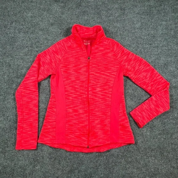 Tek Gear Athletic Jacket Womens S Pink Space Dye Athleisure Performance Full Zip