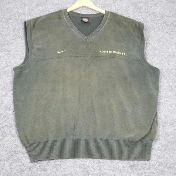 Vintage University of‎ Oregon Ducks Nike Team V-Neck Sweater Vest Men's XL Green
