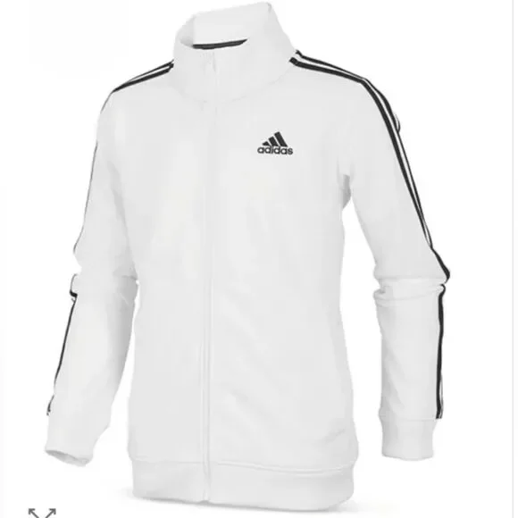 Adidas White Track Jacket with Black Stripes