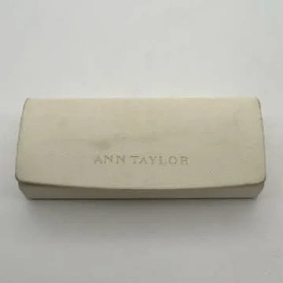Ann Taylor Cream Textured Hard Shell‎ Eyeglass Case Protective Glasses Box
