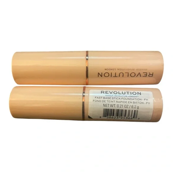 Pack of 2 Makeup Revolution Beauty Fast Base Stick Foundation, F11