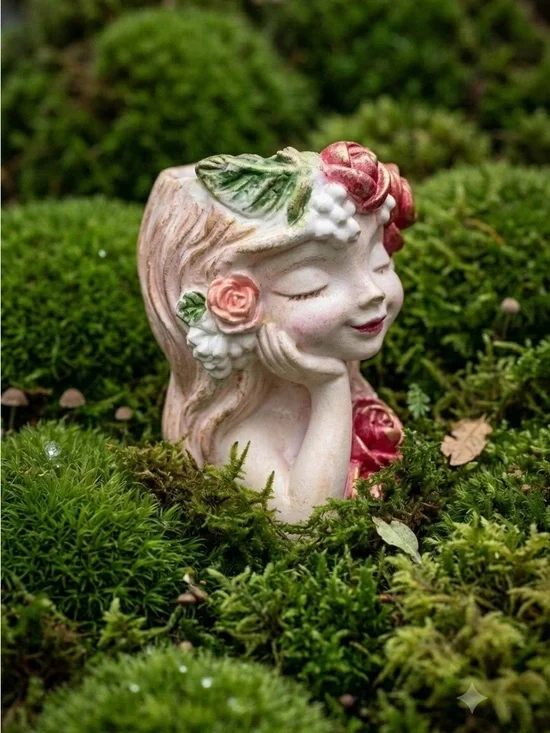 Floral Garden Girl Container  - Delicate Rose & Green Shades