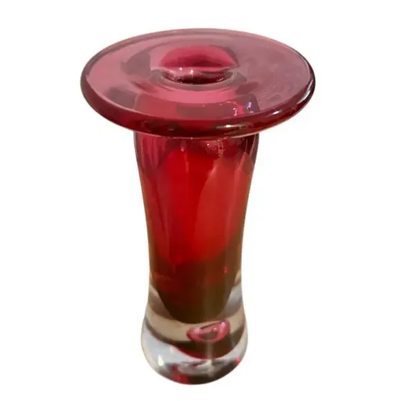 Vintage John Fitzpatrick Hand Blown Studio Art Glass Vase Pink Mauve Signed 1989