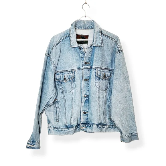 Vintage 90s Men's Structure Jean Denim Trucker Jacket 100% Cotton Size Large