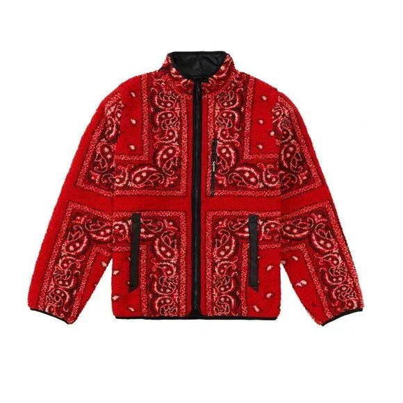 Supreme Reversible Bandana Fleece Jacket in Red Small
