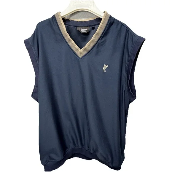 Ashworth Golf Windbreaker Vest XL Navy V-Neck Water Resistant Lightweight