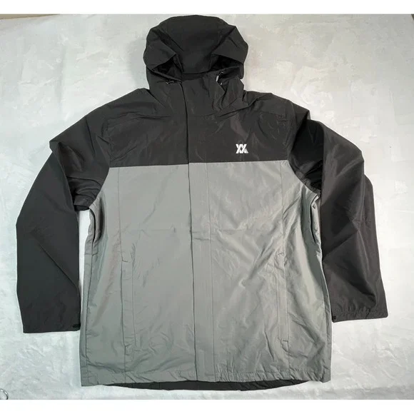 NWT‎ DIXXON Mens 2XL Tech Jacket Gray Hooded Rain Windbreaker Zippered Pockets