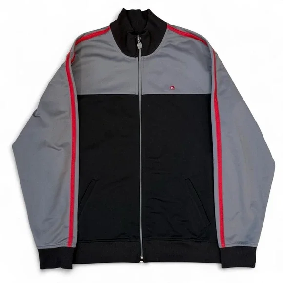 Vintage Quiksilver Full Zip Gray Track Jacket Men's Size XL Skater Surfer Y2K