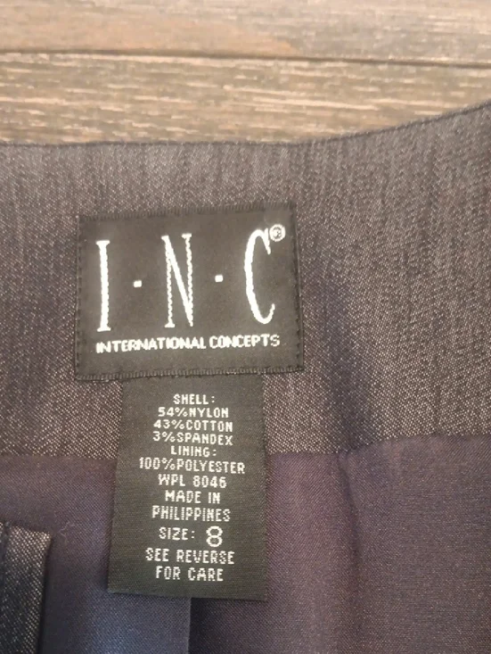 INC International Concepts Womans Charcoal Collarless Zip Jacket