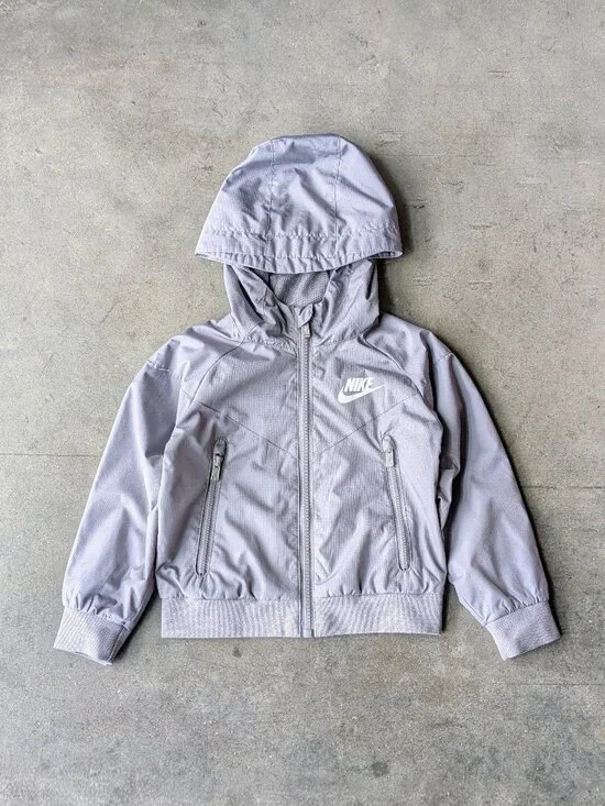 Nike Kids Gray Hooded Full Zip Windbreaker Jacket size 2T