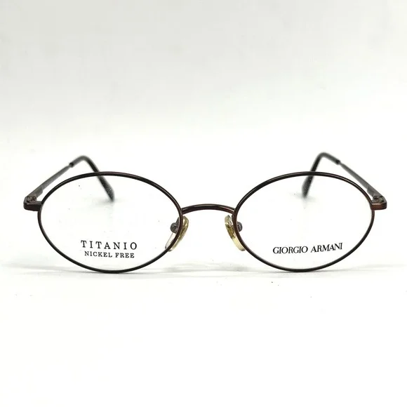 Vintage Armani Eyeglasses Unisex 51mm Brown 274-T Oval Titanium Italy NEW Y2K