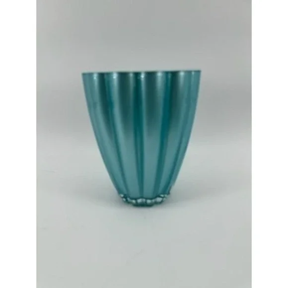 Teleflora Gift Vase Teal Green‎ Ribbed Scalloped Flower Holder Home Decor