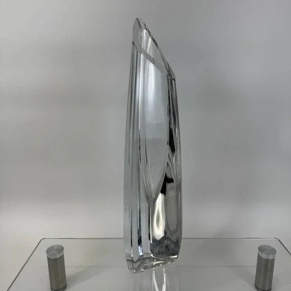 Vintage Crystal Art Glass Abstract Sculpture Vase High Quality Heavy Piece