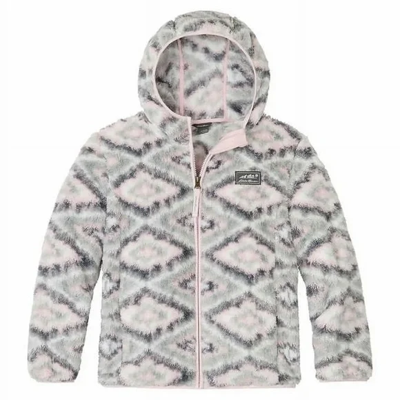 Eddie Bauer Kids' Fuzzy Gray and Pink Hoodie M