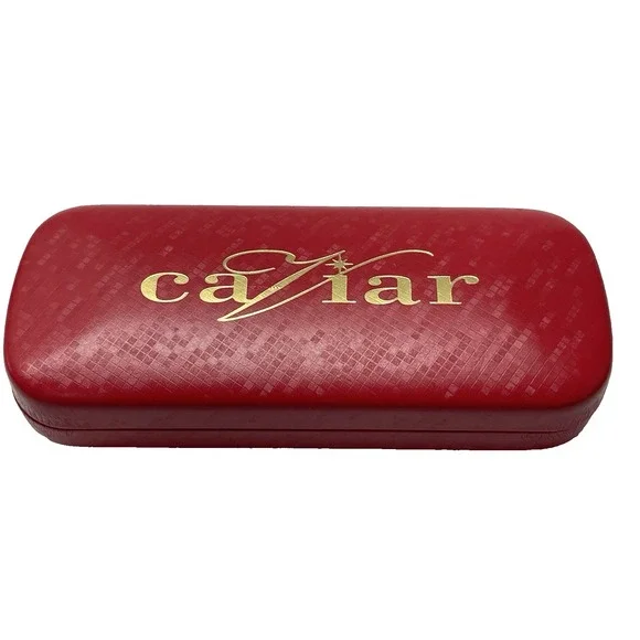 Caviar Faux Leather Eyeglasses Red Clamshell Hard‎ Case Only No Glasses