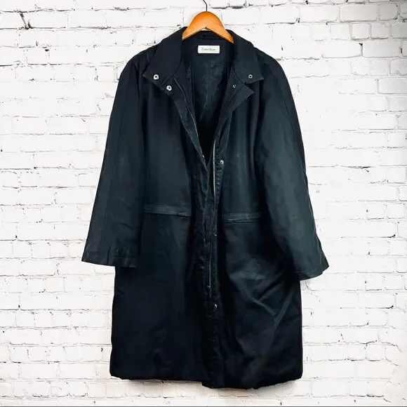 Vintage 90s Calvin Klein Quilted Rain Slicker Jacket Insulated Small