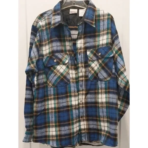 Field & Stream Blue Plaid Quilted Jacket/Shirt...Size L.  NWOT