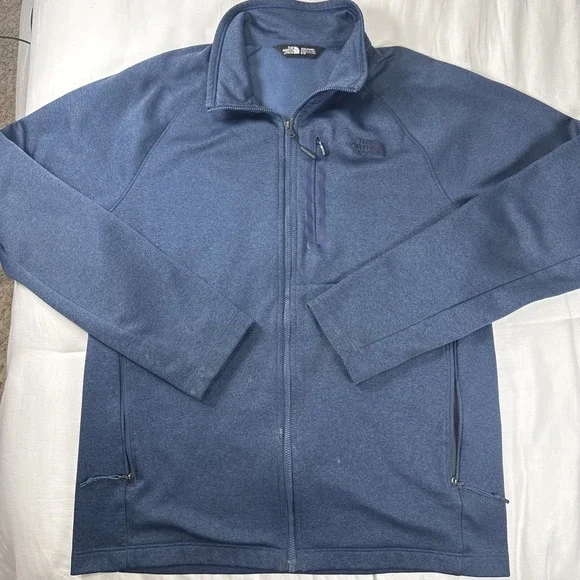 The‎ North Face Men Medium Blue Soft Fleece Full Zip Utility Jacket w/Pockets