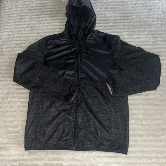 Rhone Tech Terry Full Zip Jacket‎ Mens M Black Commuter Active Hooded Hybrid