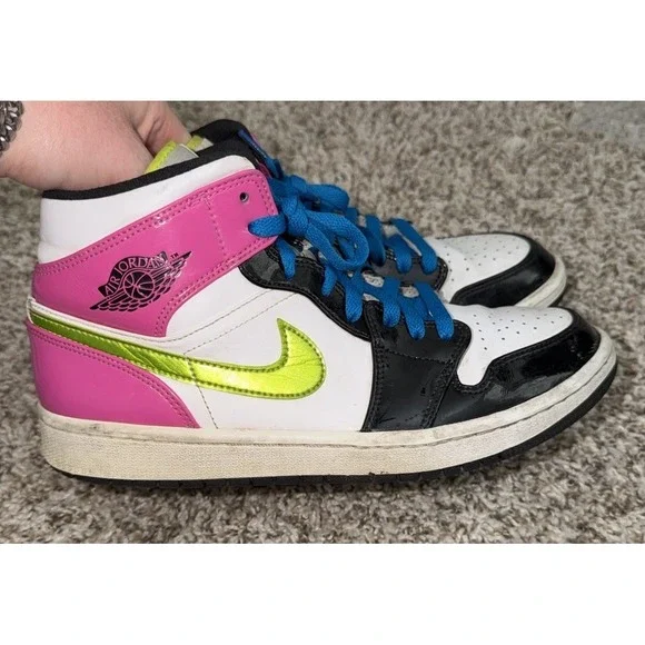 Air Jordan 1 SE Mid Cyber Active Fuchsia Shoes - Men's Size 8.5
