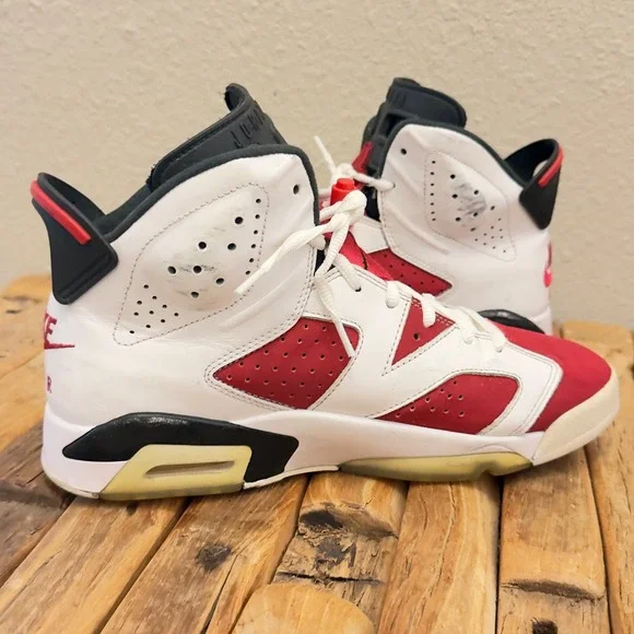 Air Jordan 6 Retro Carmine Red White Black Mens Basketball Shoes CT8529-106